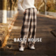 House 新款 百家好美式 Basic 加绒直筒格子裤 女冬季 加厚保暖休闲裤