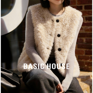 百家好仿皮草无袖马甲外套冬季新款女士毛绒软糯保暖短款毛毛马甲