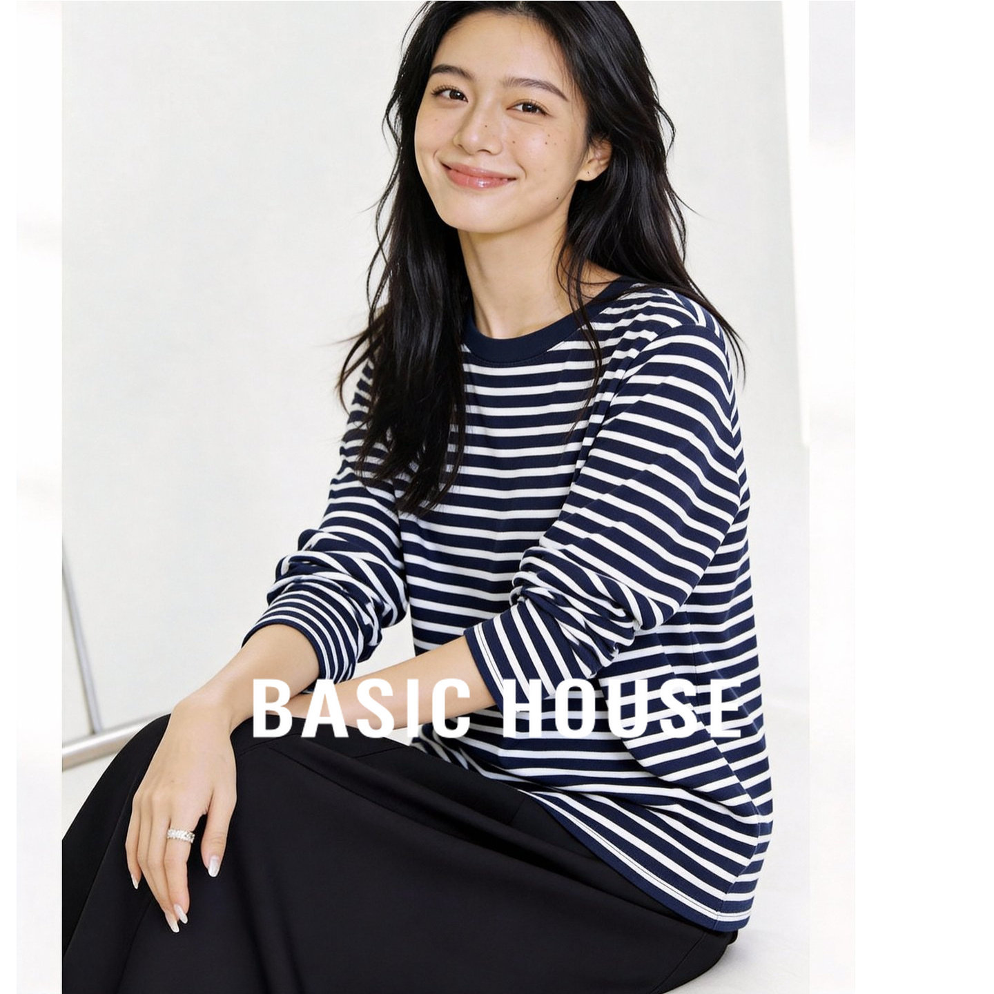 百家好纯棉长袖t恤女士春季2026年新款可外穿打底衫条纹显瘦上衣