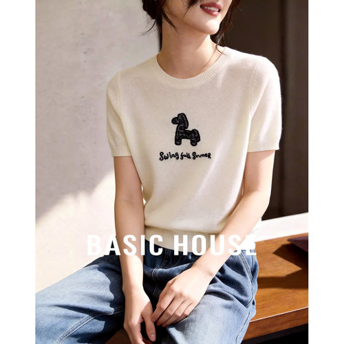 百家好莱赛尔小马刺绣针织衫女