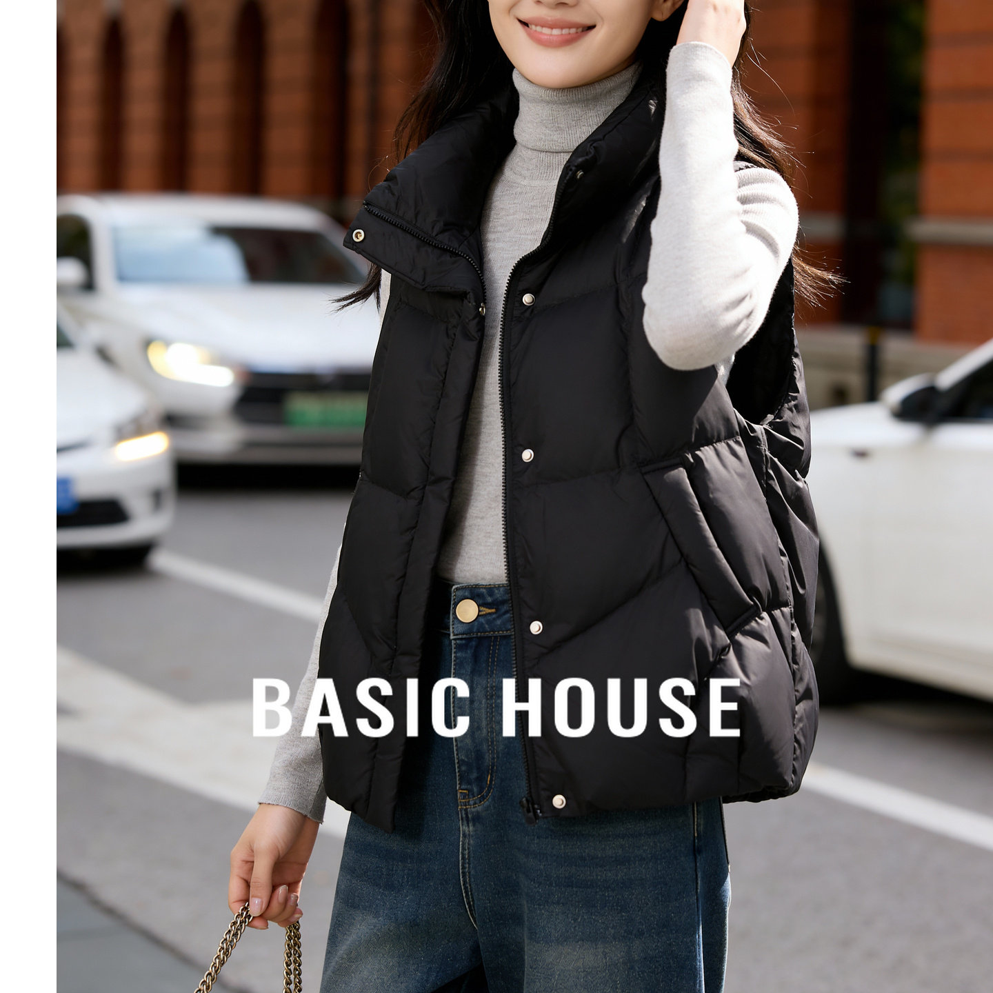 百家好黑色羽绒马甲女外穿秋冬季2025新款上衣背心巨好看保暖外套