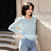 Basic 轻薄上衣 女秋新款 House 百家好韩系设计感不规则侧扣针织衫