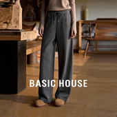House 抽绳高腰阔腿长裤 百家好羊绒休闲通勤卫裤 新款 女冬季 Basic