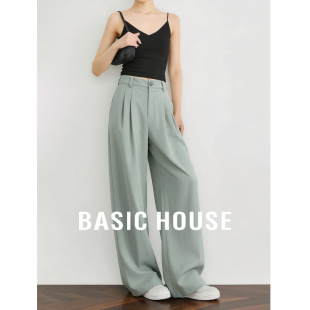 宽松显瘦高级感阔腿裤 Basic 女春新款 百家好纯色高腰休闲裤 House