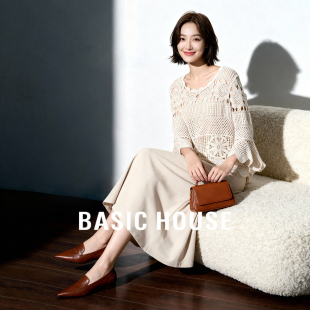 吊带裙两件套秋季 百家好高级感淡人镂空钩花针织罩衫 House Basic