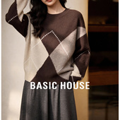 百家好美拉德菱格保暖毛衣加厚25冬新款 女士慵懒风软糯羊毛针织衫