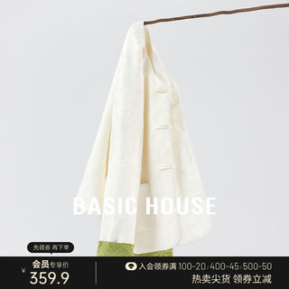 Basic House/百家好新中式提花外套女春气质国风圆领盘扣长袖上衣