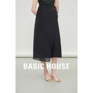 新款 百家好侧边系带收腰显瘦不规则气质感夏季 半身裙 House Basic