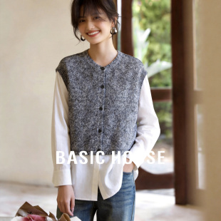 新款 百家好春季 韩系针织马甲假俩件简约小众日常上衣 House Basic