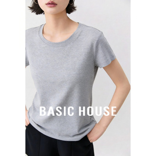 基础款 Basic T恤女棉质显瘦打底衫 百家好简约圆领短袖 上衣 House