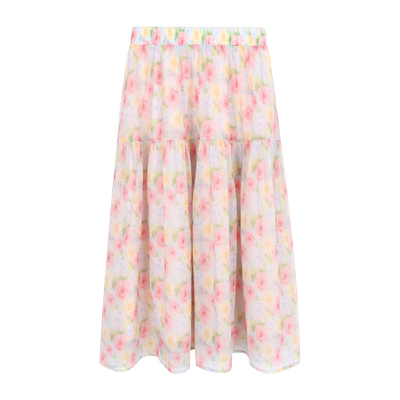 Basic House/百家好复古碎花半身裙夏新款气质高腰A字中长裙2026