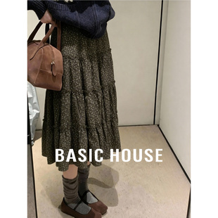 百家好复古波点层叠蛋糕裙高腰松弛感通勤休闲温柔显瘦碎花半身裙