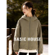 Basic 百家好军绿色连帽立领羽绒服女冬简约风保暖宽松外套 House