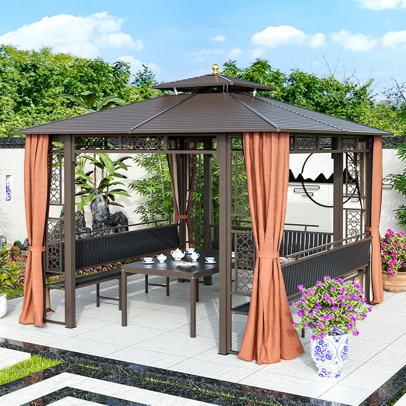 凉亭户外庭院镀锌顶凉棚木屋别墅农家乐花园防水防晒室外四角亭子,商业/办公家具,候车亭,淘宝优惠券,粉丝福利购,淘宝优惠卷
