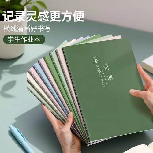加厚车线本简约ins风文字款A5莫兰迪色系笔记本大学生考研用