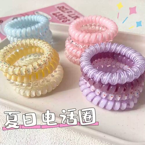 韩式少女高品质葡萄椰椰波点电话线夏天清新百搭日常发绳发圈耐用