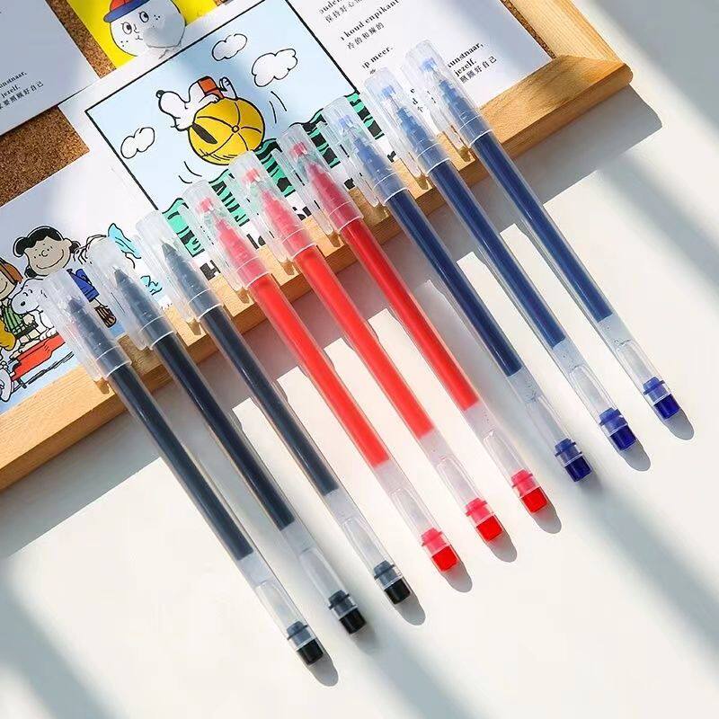 JUNENG은 대용량 젤 펜 검정 속건성 서명 펜 0.5MM 바늘 리필 학생 시험 피로 방지를 씁니다