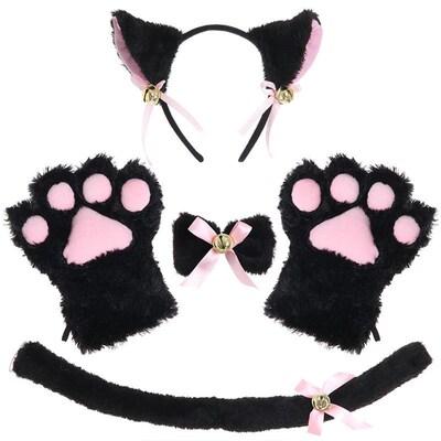 Cat Cosplay Costume Set Kitten Tail Ears Collar Paws Gloves