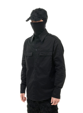 SCD crowd 24秋冬 暗黑休闲通勤双口袋黑色简约修身西装打底衬衫