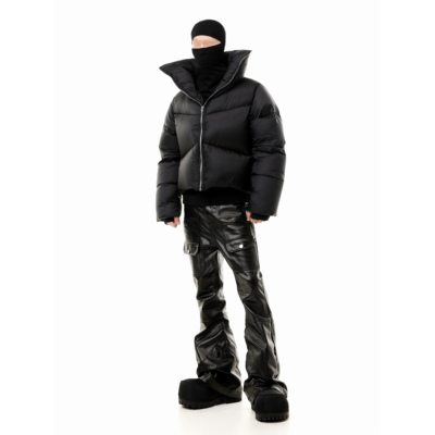 SCD crowd 24秋冬 90白鸭绒加厚重磅短款暗黑外套黑色羽绒服男女