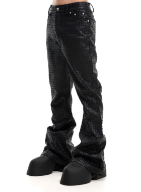 SCD crowd 24秋冬 设计师颗粒面料先锋喇叭修身百搭高级暗黑长裤