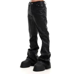 SCD crowd 24秋冬 设计师颗粒面料先锋喇叭修身百搭高级暗黑长裤