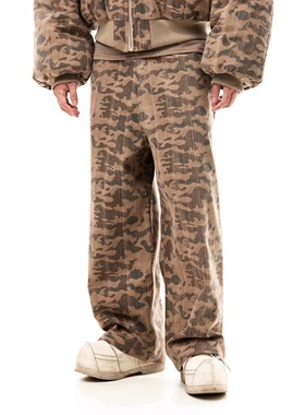 SCD crowd 24秋冬 福利限量款 做旧宽松阔腿休闲牛仔迷彩工装裤