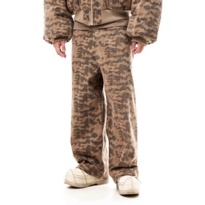 宽松工装迷彩牛仔裤男女