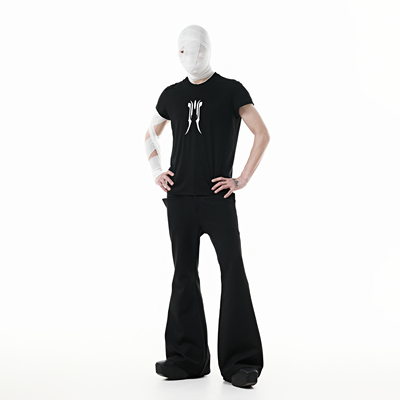 SCD crowd 2025夏 莱赛尔 暗黑先锋冰感修身短款情侣打底刺绣短袖