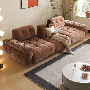 法式 奶油风雪尼尔云朵布艺沙发帆船花瓣直排民宿防猫抓沙发客厅