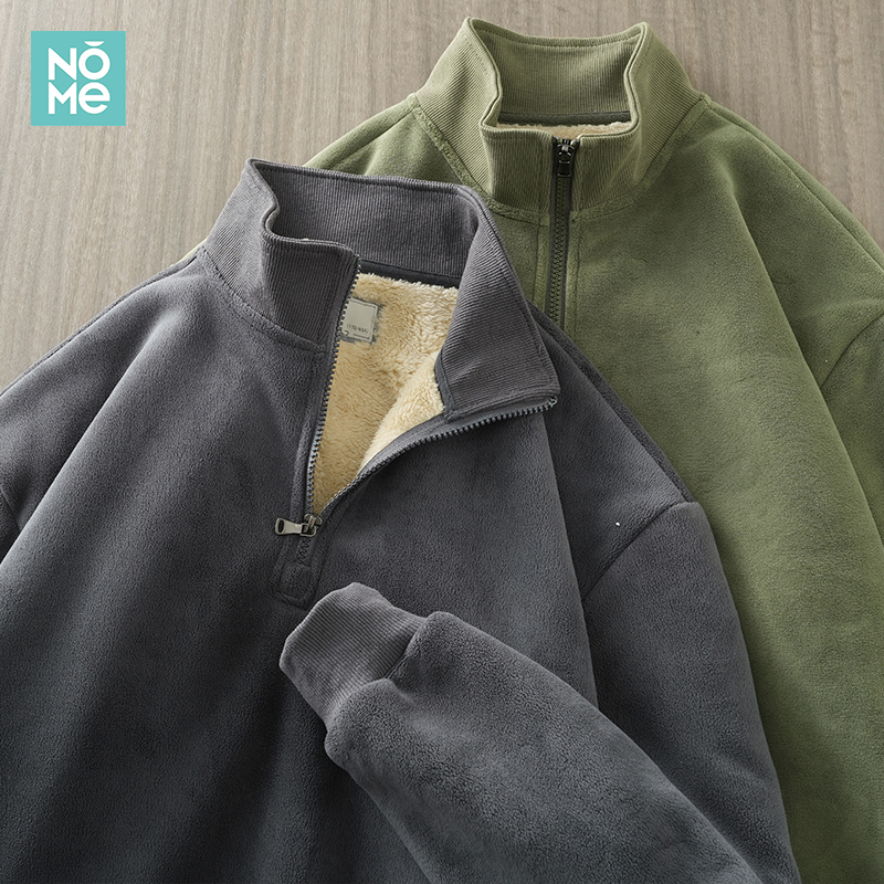 NOME美式重磅摇粒绒半拉链卫衣男