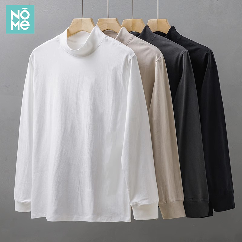 NOME280G重磅纯棉半高领打底衫男