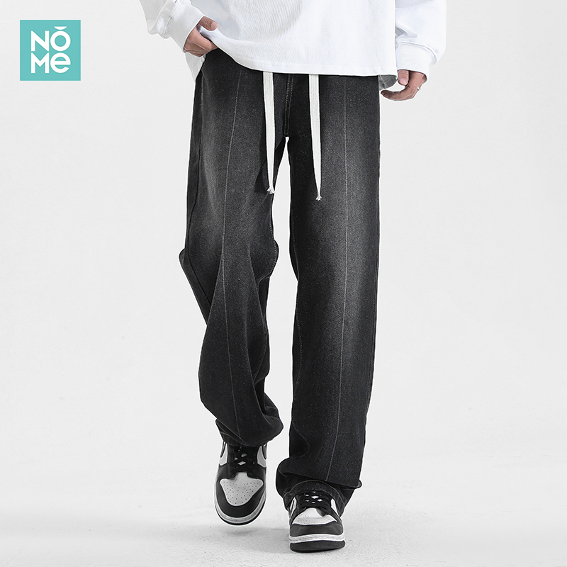 NOME牛仔裤男夏季新款美式复古做旧直筒裤高街潮牌薄款阔腿长裤子