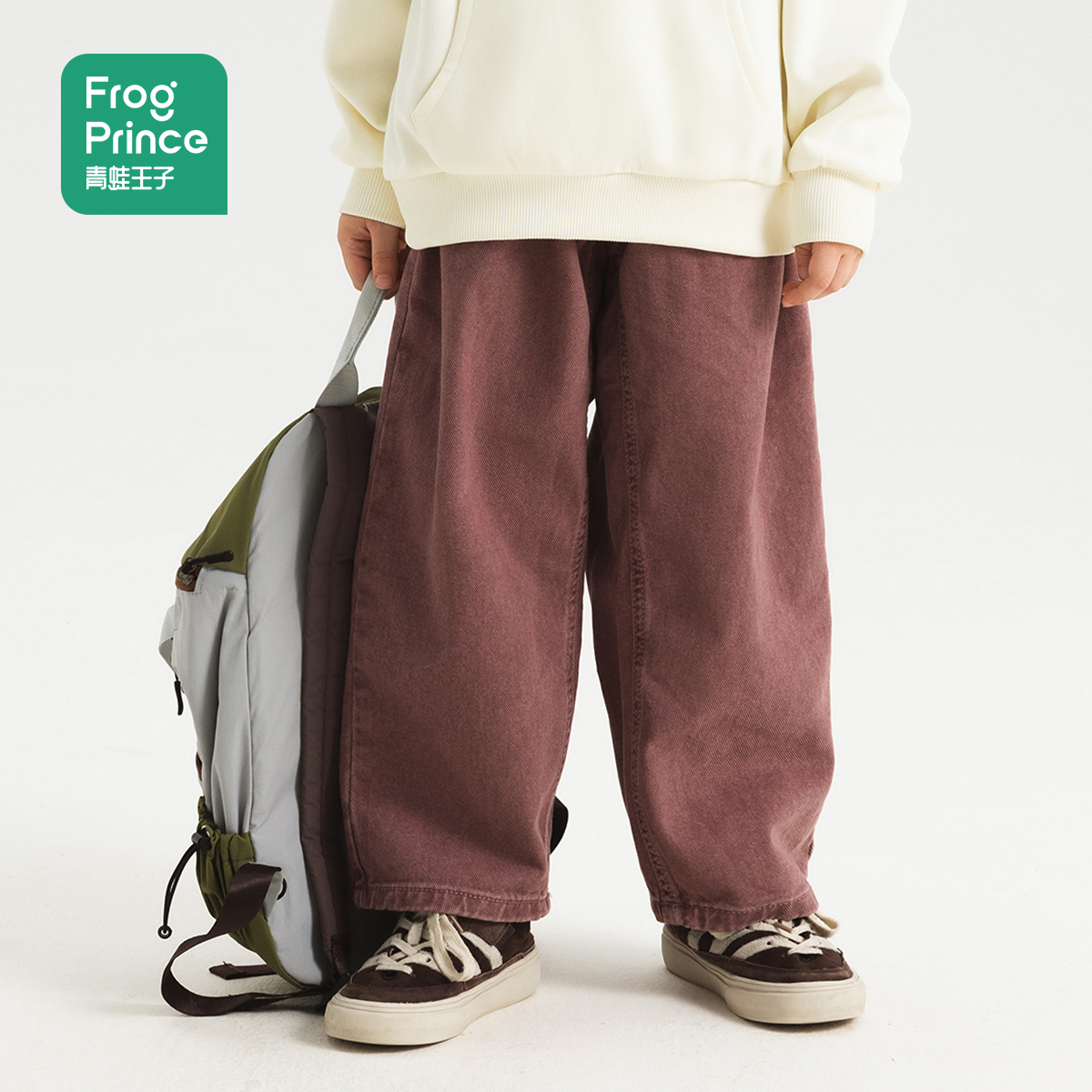 青蛙王子女童春秋季纯棉梭织长裤