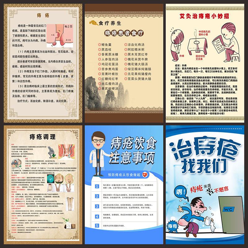 肛肠常见痔疮疾病图例墙贴肛肠科解剖图医院挂图广告宣传海报3089