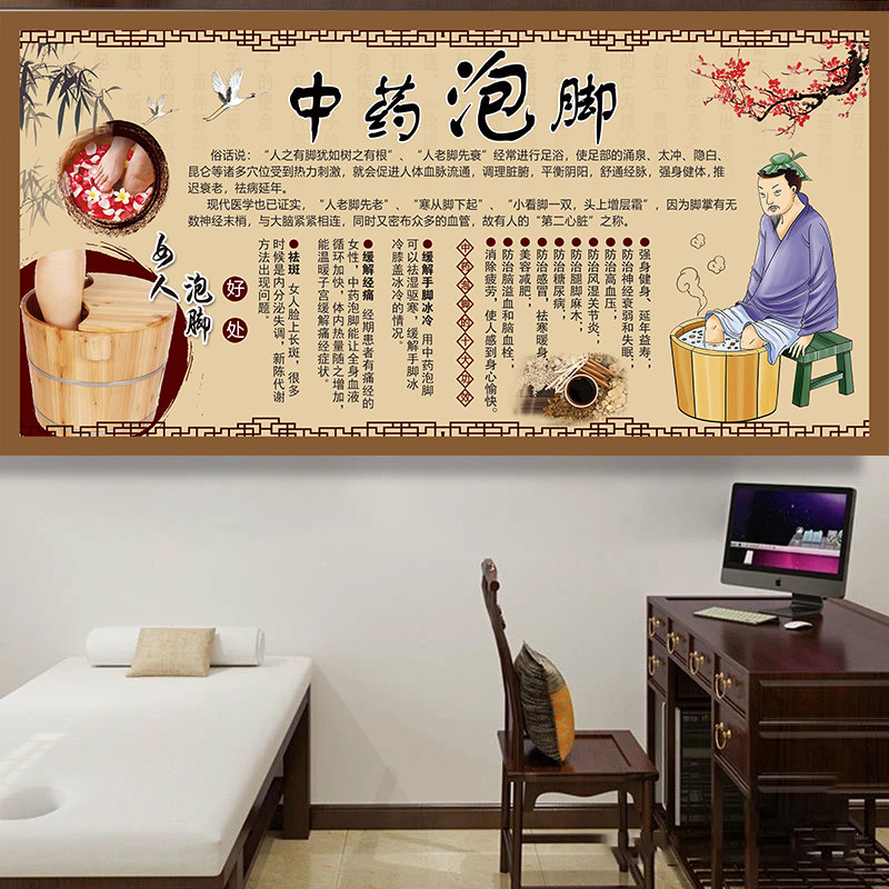 中药泡脚海报泡脚图片足浴广告图养生足疗宣传画足疗店挂墙画5003