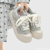 奇安达厚底帆布鞋 轻便 百搭增高休闲板鞋 女2025新款 复古做旧大头鞋