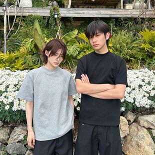 大码300斤美式拼接硬挺重磅短袖T恤男夏季宽松痞帅潮牌boxy版型