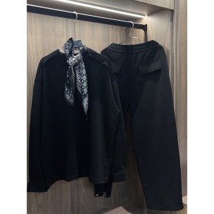 男宽松痞帅磁吸休闲运动套装 大码 300斤轻奢重磅设计感飞边打底衫