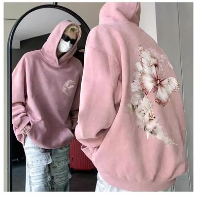 大码300斤粉红色连帽卫衣男女