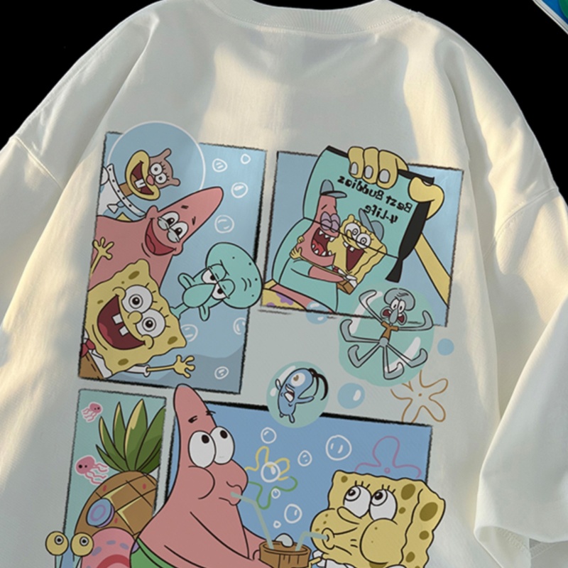 大码300斤男装海绵宝宝纯棉短袖T