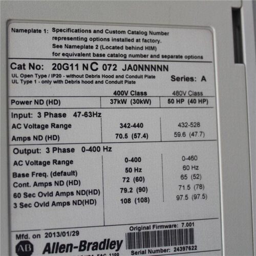 议价议价Allen-Bradley 20G11NC072JA0NNNNN AC Drive