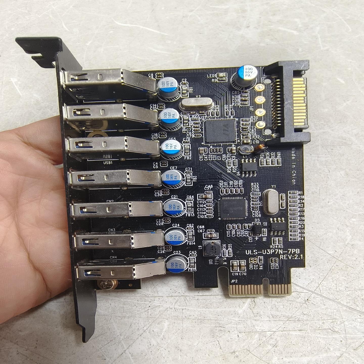 议价议价PCIE x1 转7口USB 30 七口转接扩展卡 ULS