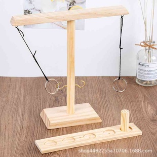 亚马逊新款 钩和射击梯吊环互动游戏 现货厂家木制钩环投掷游戏