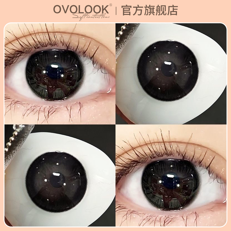 OVOLOOK黑色音符美瞳半年抛自然流光大小直径隐形眼镜官网旗舰店Z
