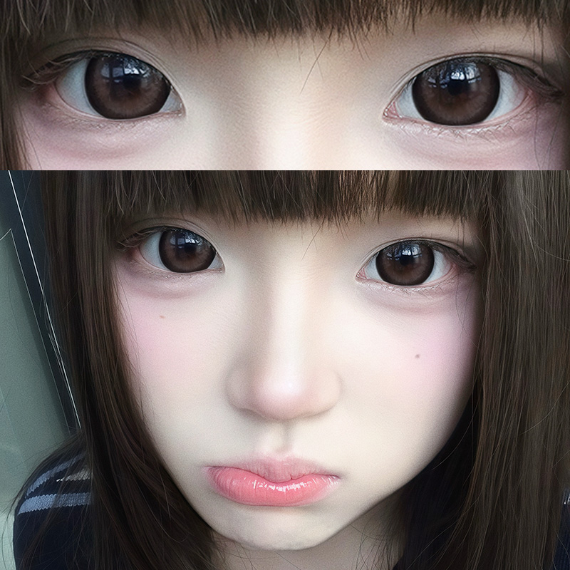 OVOLOOK半年抛美瞳少女日记三明治大小直径彩色隐形眼镜旗舰店F