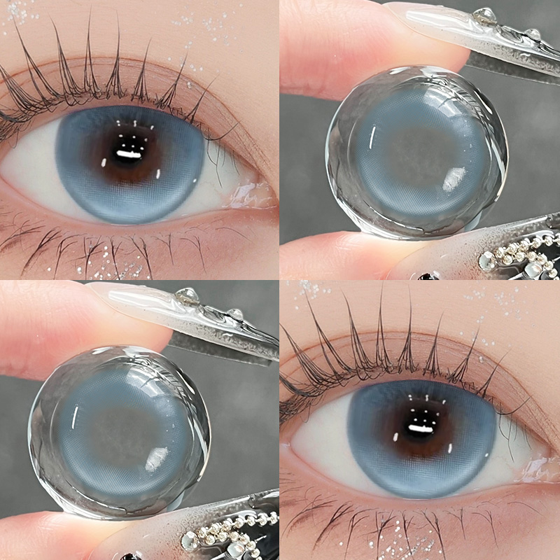 OVOLOOK蓝色美瞳日抛正品三明治大直径氛围感彩色隐形眼镜旗舰店F
