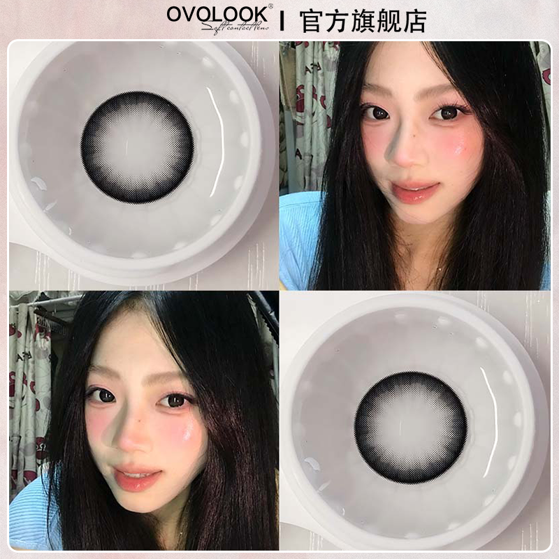 OVOLOOK黑色音符半年抛美瞳大小直径彩色隐形眼镜正品官方旗舰店Y