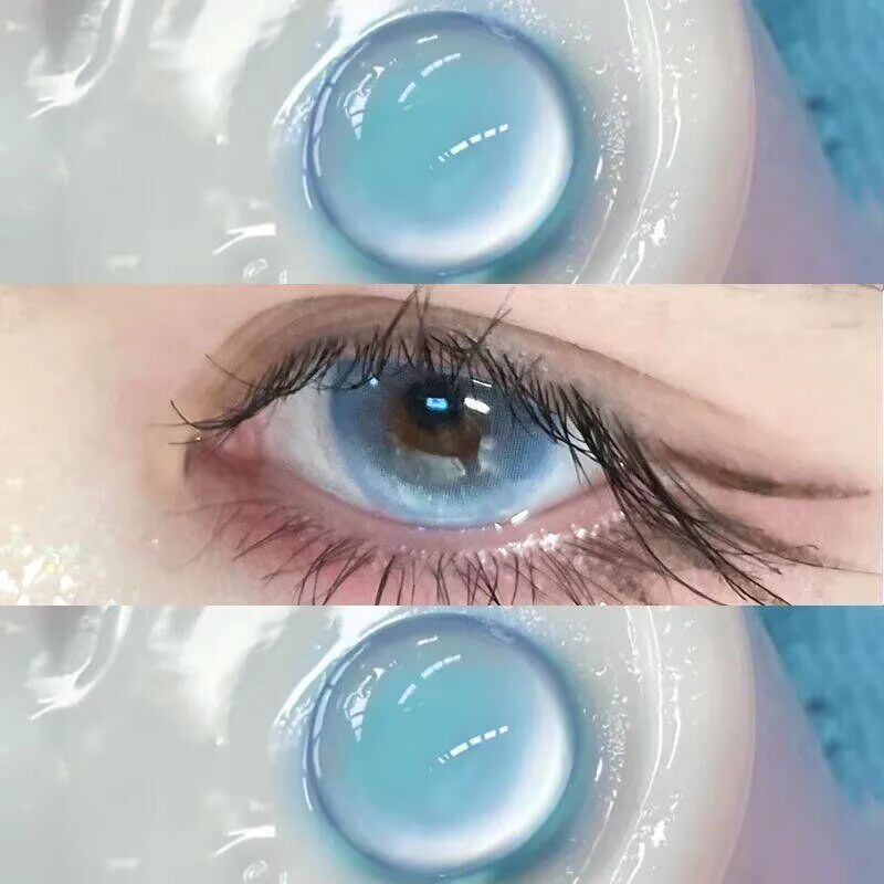 OVOLOOK蓝色美瞳半年抛大小直径漫感显色混血款隐形眼镜官方正品N