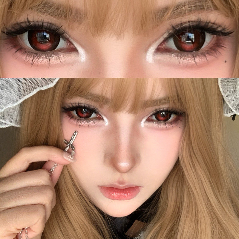 OVOLOOK定轴高光红色美瞳日抛哥特漫展蕾cos大直径隐形眼镜官方X